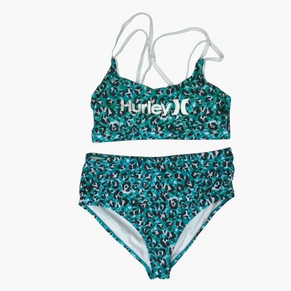Hurley Bikini Womens Plus Size 2X Green Animal Print Swimsuit Bathing Suit - Picture 1 of 11